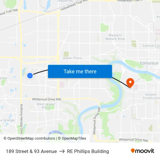 189 Street & 93 Avenue to RE Phillips Building map