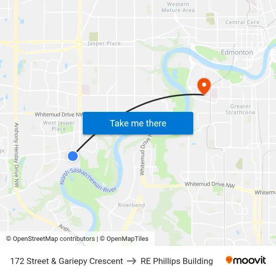 172 Street & Gariepy Crescent to RE Phillips Building map
