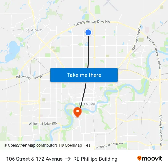 106 Street & 172 Avenue to RE Phillips Building map