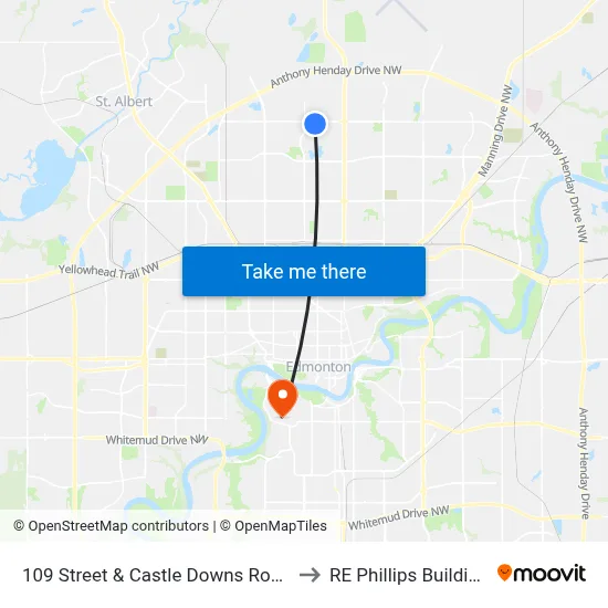 109 Street & Castle Downs Road to RE Phillips Building map