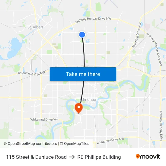 115 Street & Dunluce Road to RE Phillips Building map