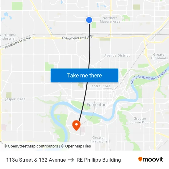 113a Street & 132 Avenue to RE Phillips Building map
