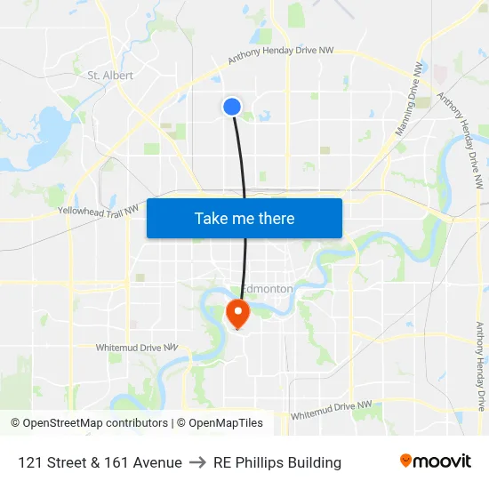 121 Street & 161 Avenue to RE Phillips Building map