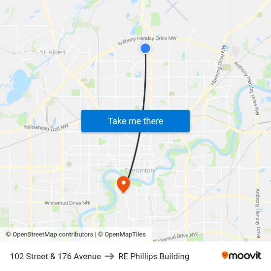 102 Street & 176 Avenue to RE Phillips Building map