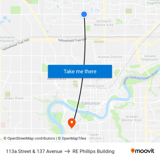 113a Street & 137 Avenue to RE Phillips Building map