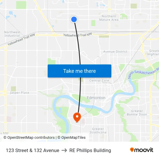 123 Street & 132 Avenue to RE Phillips Building map