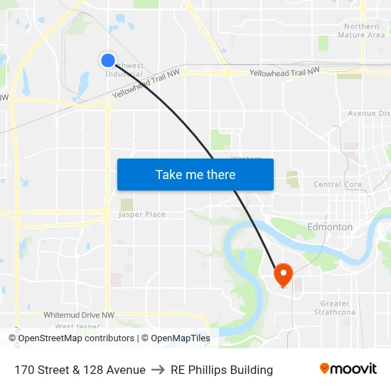 170 Street & 128 Avenue to RE Phillips Building map