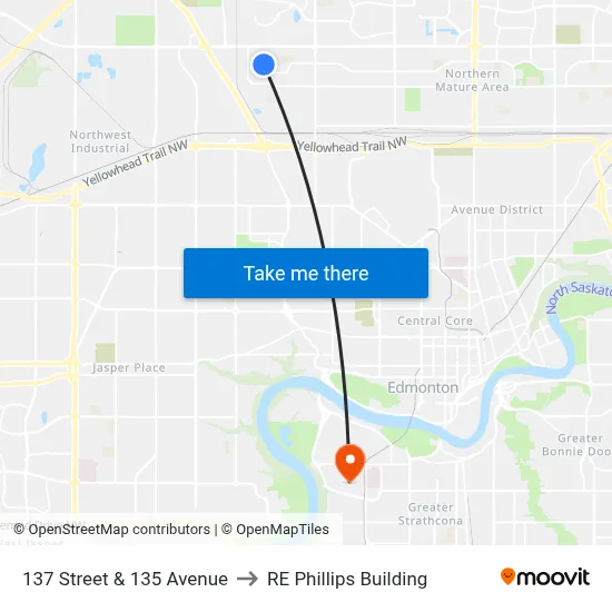 137 Street & 135 Avenue to RE Phillips Building map