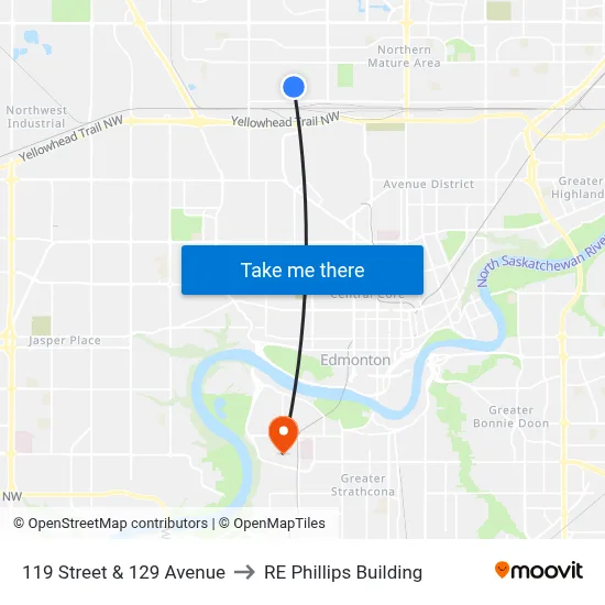 119 Street & 129 Avenue to RE Phillips Building map