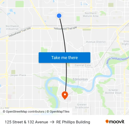 125 Street & 132 Avenue to RE Phillips Building map