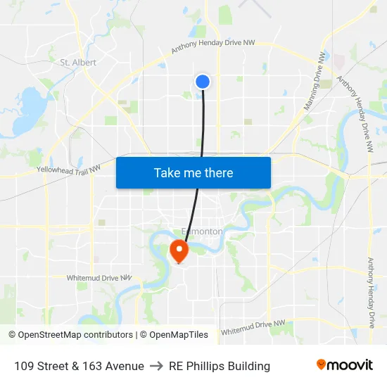 109 Street & 163 Avenue to RE Phillips Building map