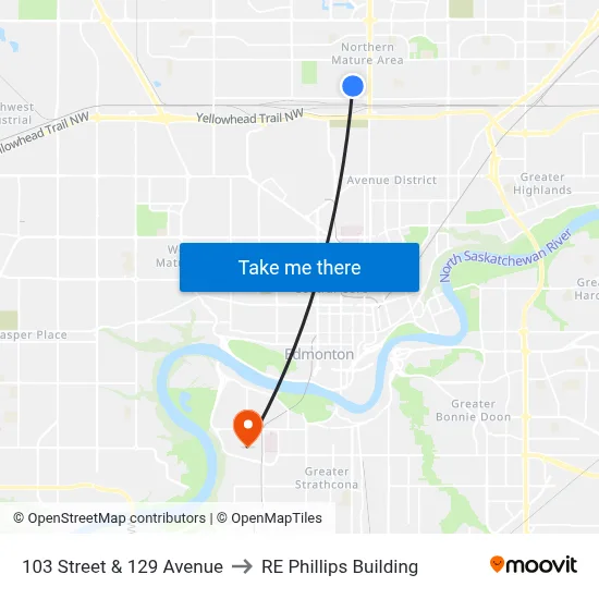 103 Street & 129 Avenue to RE Phillips Building map