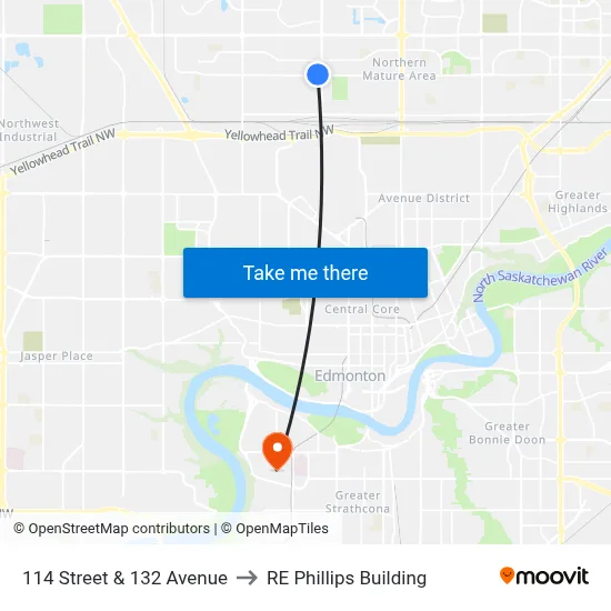 114 Street & 132 Avenue to RE Phillips Building map