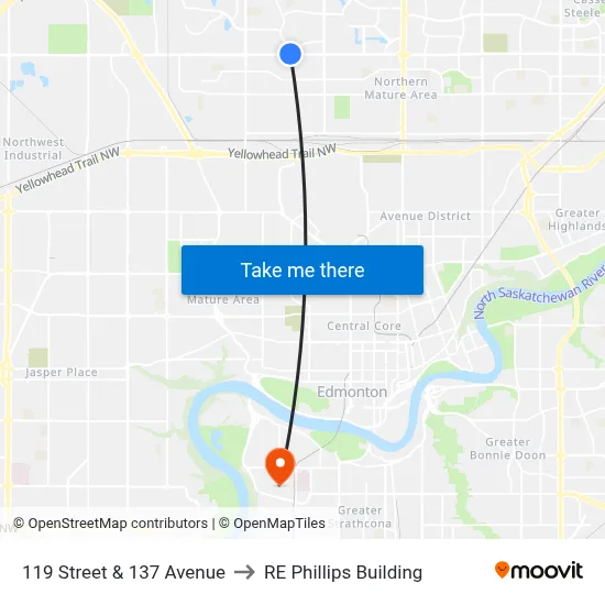119 Street & 137 Avenue to RE Phillips Building map