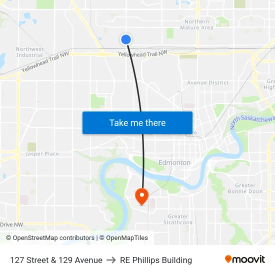 127 Street & 129 Avenue to RE Phillips Building map