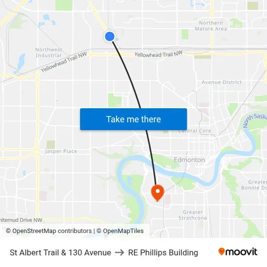 St Albert Trail & 130 Avenue to RE Phillips Building map