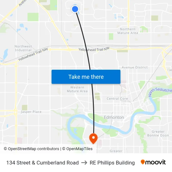 134 Street & Cumberland Road to RE Phillips Building map