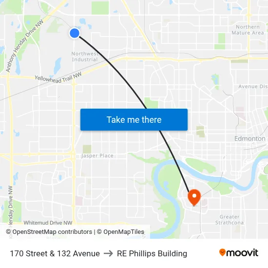 170 Street & 132 Avenue to RE Phillips Building map