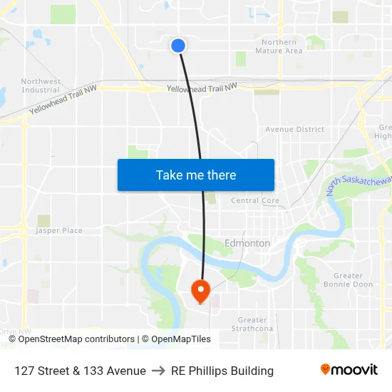 127 Street & 133 Avenue to RE Phillips Building map