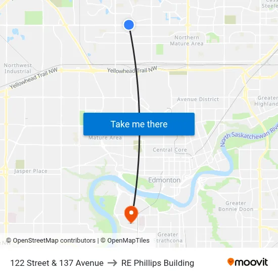 122 Street & 137 Avenue to RE Phillips Building map