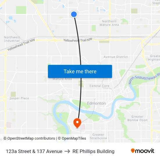 123a Street & 137 Avenue to RE Phillips Building map