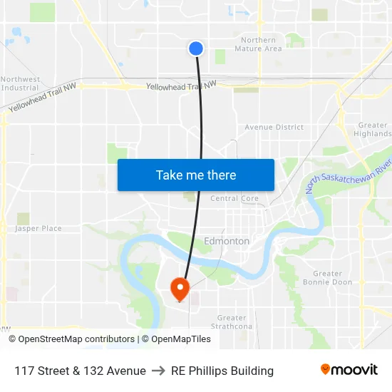 117 Street & 132 Avenue to RE Phillips Building map