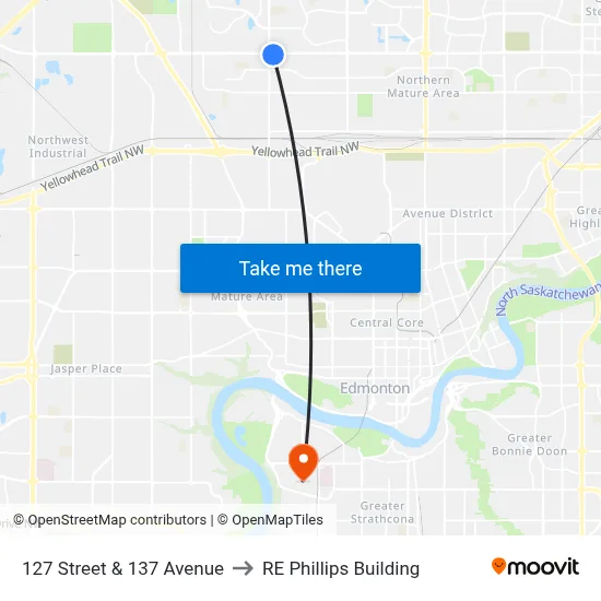 127 Street & 137 Avenue to RE Phillips Building map