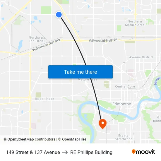 149 Street & 137 Avenue to RE Phillips Building map