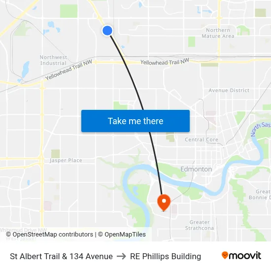 St Albert Trail & 134 Avenue to RE Phillips Building map