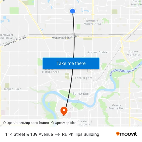 114 Street & 139 Avenue to RE Phillips Building map