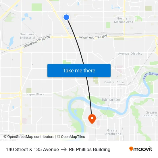 140 Street & 135 Avenue to RE Phillips Building map