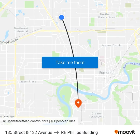 135 Street & 132 Avenue to RE Phillips Building map