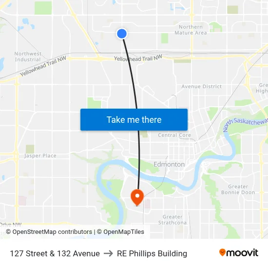 127 Street & 132 Avenue to RE Phillips Building map