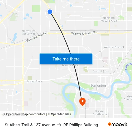 St Albert Trail & 137 Avenue to RE Phillips Building map