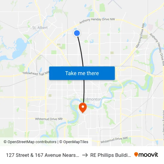 127 Street & 167 Avenue Nearside to RE Phillips Building map