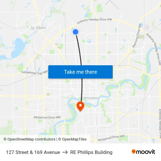 127 Street & 169 Avenue to RE Phillips Building map