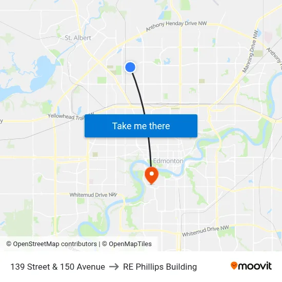 139 Street & 150 Avenue to RE Phillips Building map