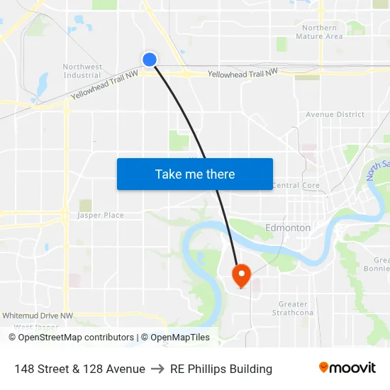 148 Street & 128 Avenue to RE Phillips Building map