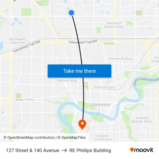 127 Street & 140 Avenue to RE Phillips Building map