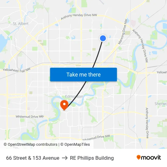 66 Street & 153 Avenue to RE Phillips Building map