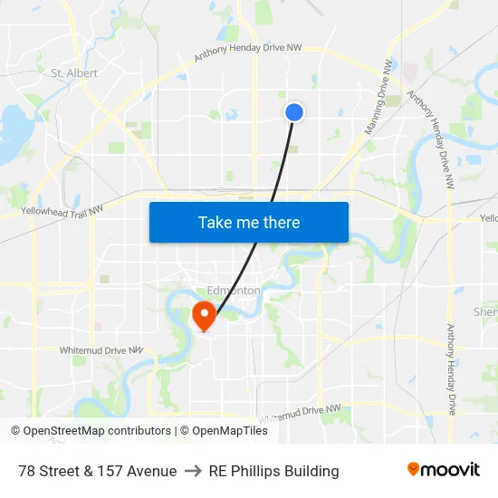 78 Street & 157 Avenue to RE Phillips Building map