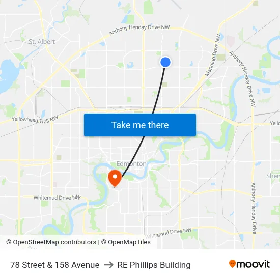 78 Street & 158 Avenue to RE Phillips Building map