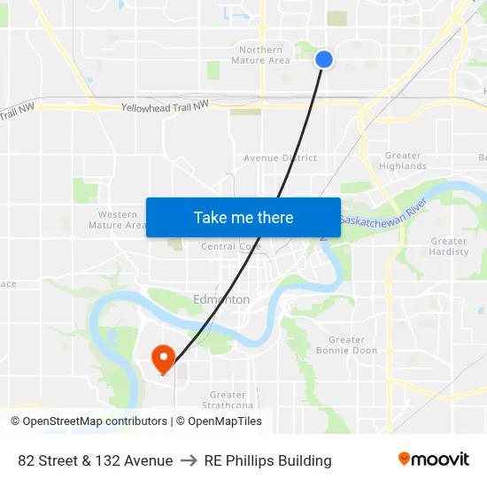 82 Street & 132 Avenue to RE Phillips Building map