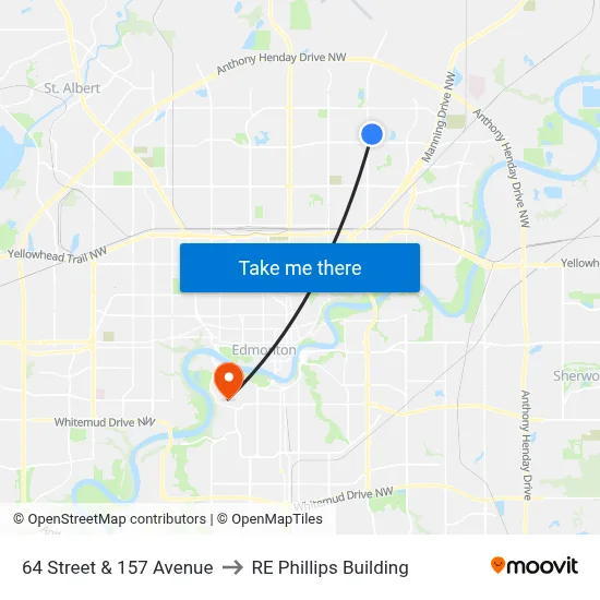 64 Street & 157 Avenue to RE Phillips Building map