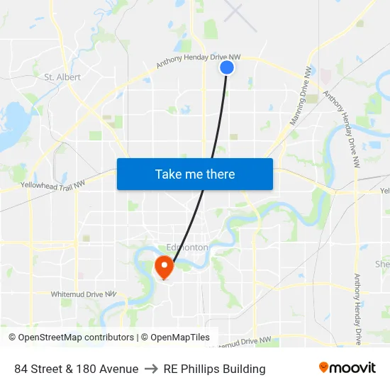 84 Street & 180 Avenue to RE Phillips Building map