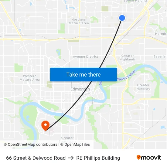 66 Street & Delwood Road to RE Phillips Building map