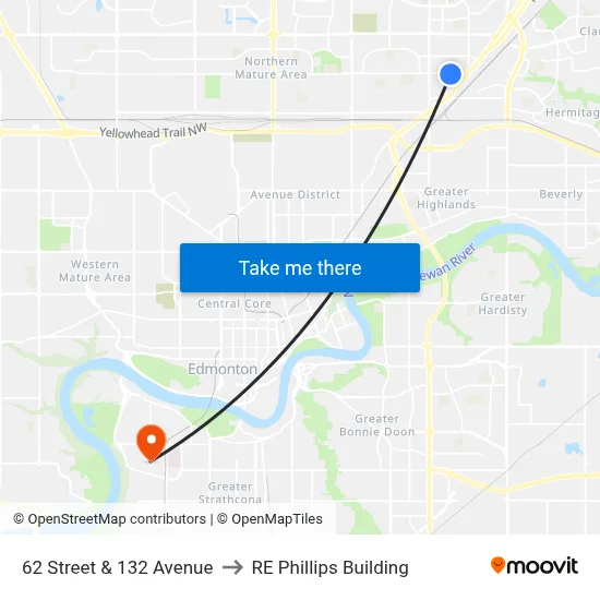 62 Street & 132 Avenue to RE Phillips Building map