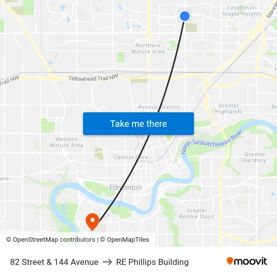 82 Street & 144 Avenue to RE Phillips Building map