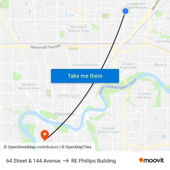 64 Street & 144 Avenue to RE Phillips Building map
