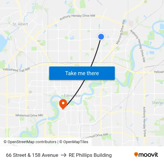 66 Street & 158 Avenue to RE Phillips Building map